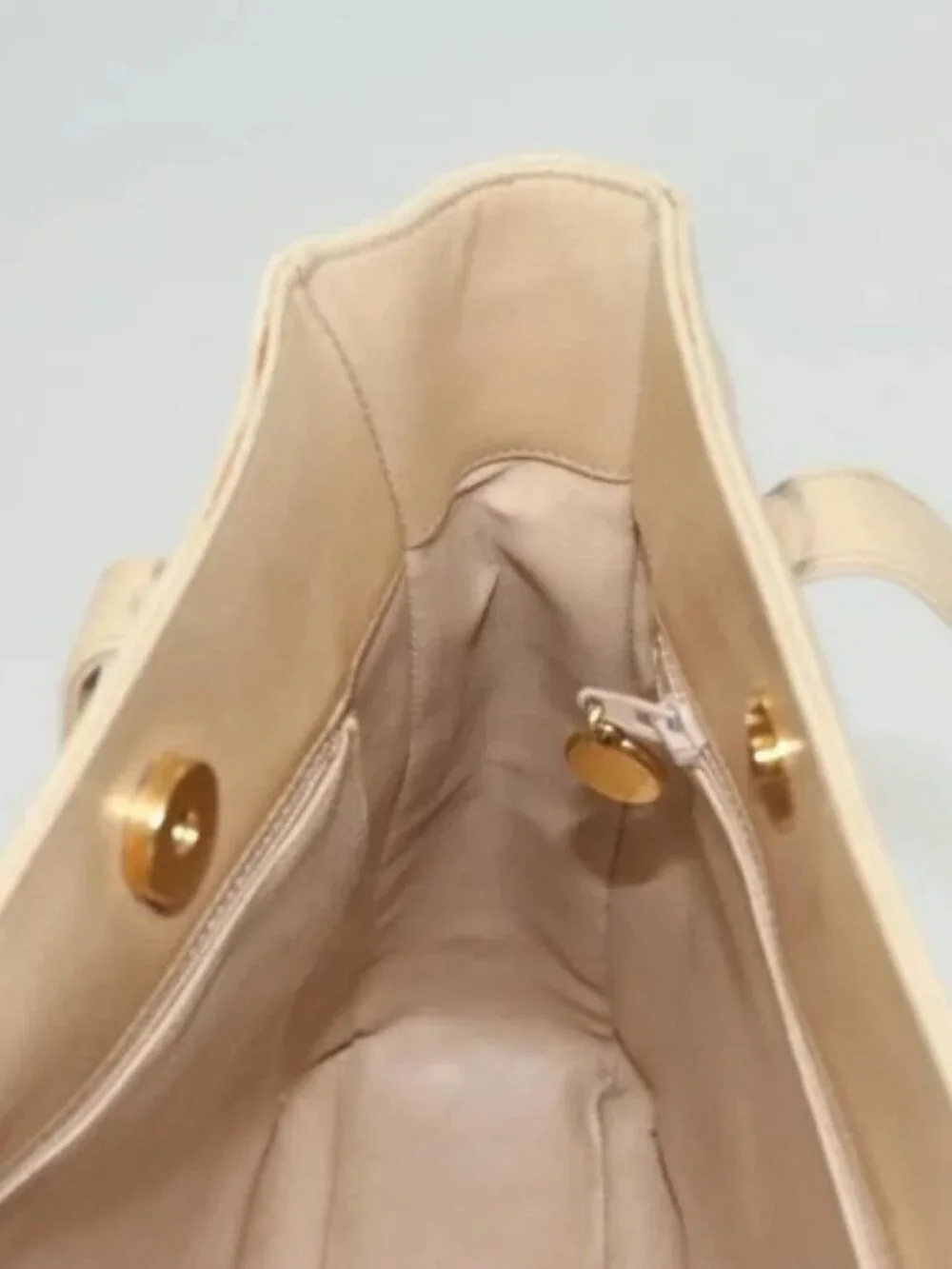 CHANEL COCO Mark Shoulder Bag Lamb Skin Beige Gold CC Auth BA1376